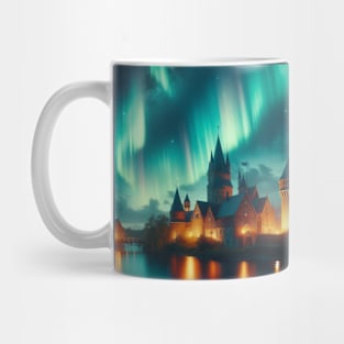 Northern Lights Over The Castle Mug